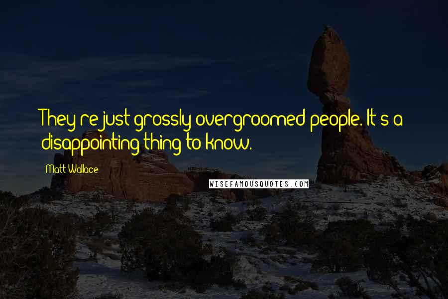 Matt Wallace Quotes: They're just grossly overgroomed people. It's a disappointing thing to know.