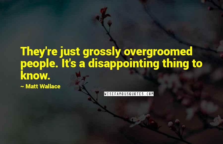 Matt Wallace Quotes: They're just grossly overgroomed people. It's a disappointing thing to know.