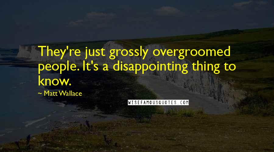 Matt Wallace Quotes: They're just grossly overgroomed people. It's a disappointing thing to know.