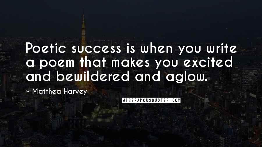 Matthea Harvey Quotes: Poetic success is when you write a poem that makes you excited and bewildered and aglow.