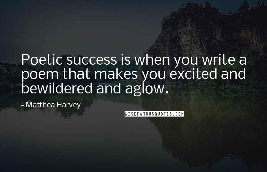 Matthea Harvey Quotes: Poetic success is when you write a poem that makes you excited and bewildered and aglow.