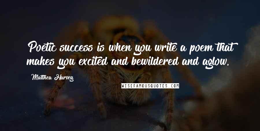 Matthea Harvey Quotes: Poetic success is when you write a poem that makes you excited and bewildered and aglow.