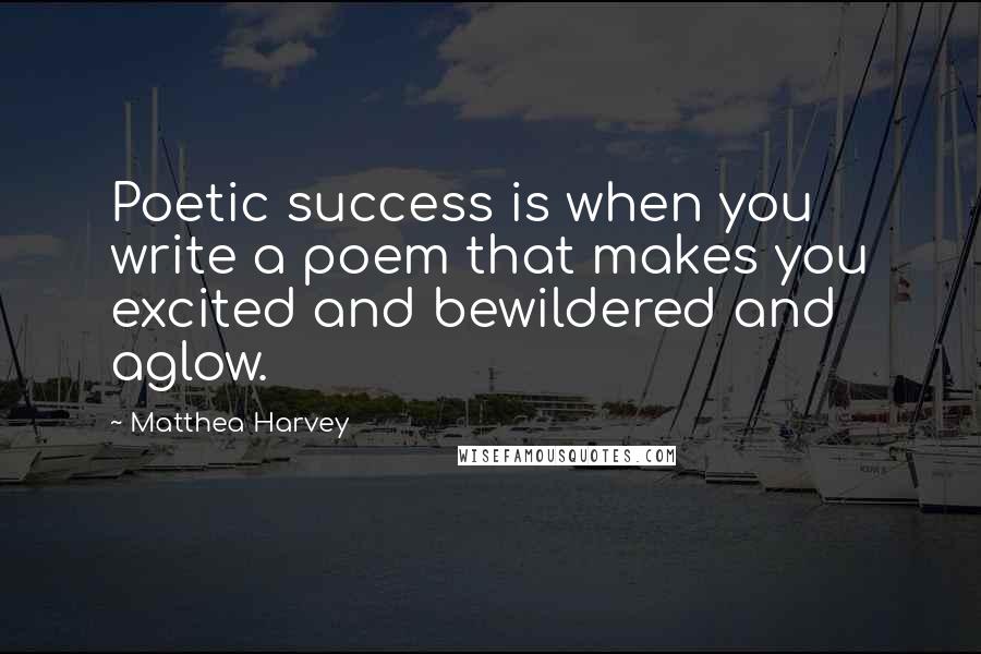 Matthea Harvey Quotes: Poetic success is when you write a poem that makes you excited and bewildered and aglow.