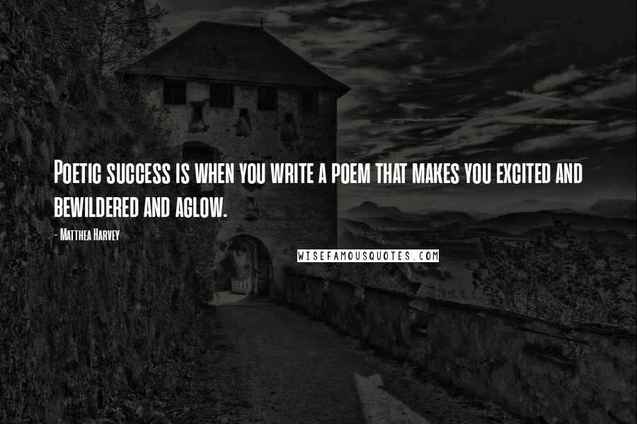 Matthea Harvey Quotes: Poetic success is when you write a poem that makes you excited and bewildered and aglow.