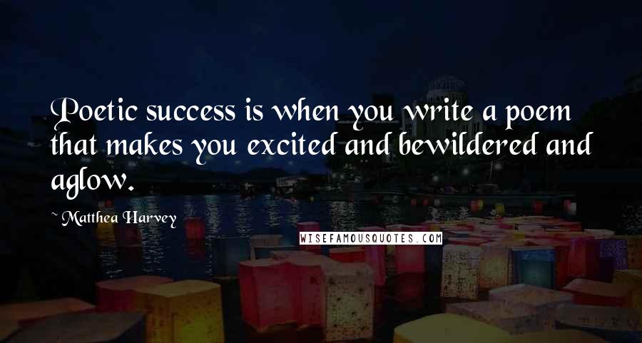 Matthea Harvey Quotes: Poetic success is when you write a poem that makes you excited and bewildered and aglow.