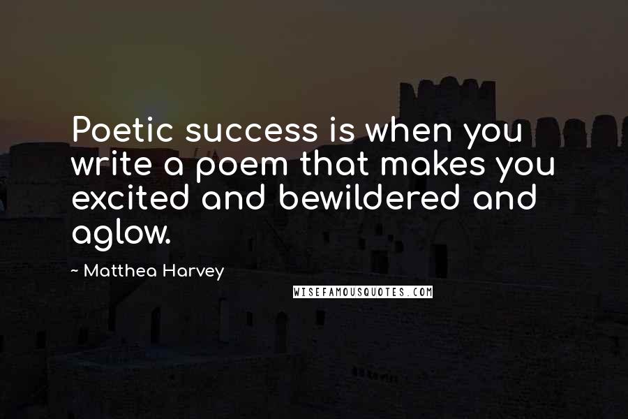 Matthea Harvey Quotes: Poetic success is when you write a poem that makes you excited and bewildered and aglow.