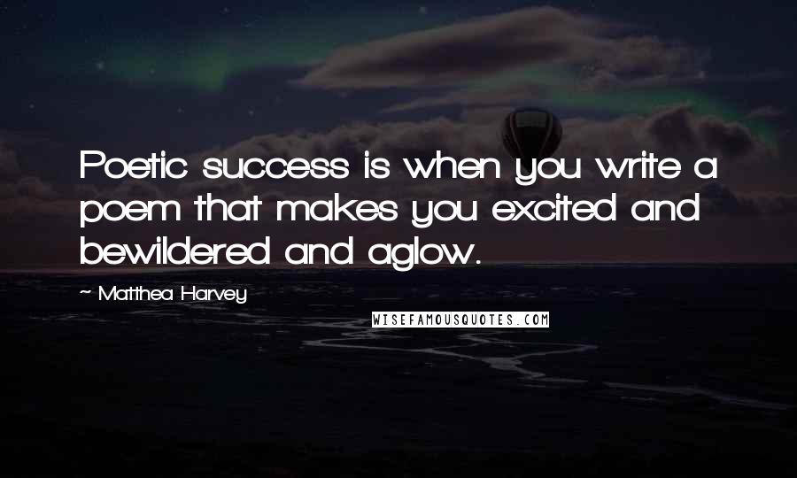 Matthea Harvey Quotes: Poetic success is when you write a poem that makes you excited and bewildered and aglow.