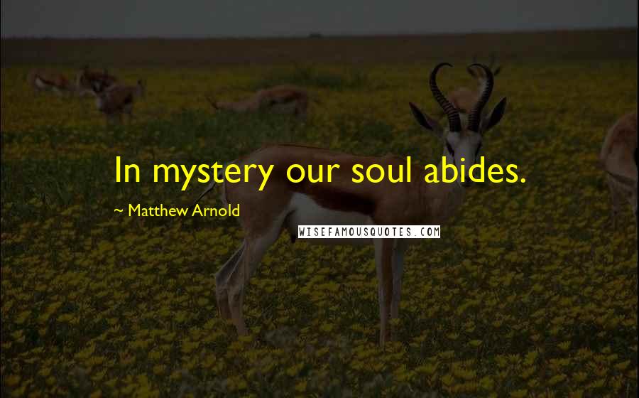 Matthew Arnold Quotes: In mystery our soul abides.