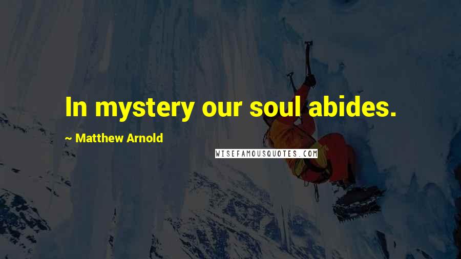 Matthew Arnold Quotes: In mystery our soul abides.