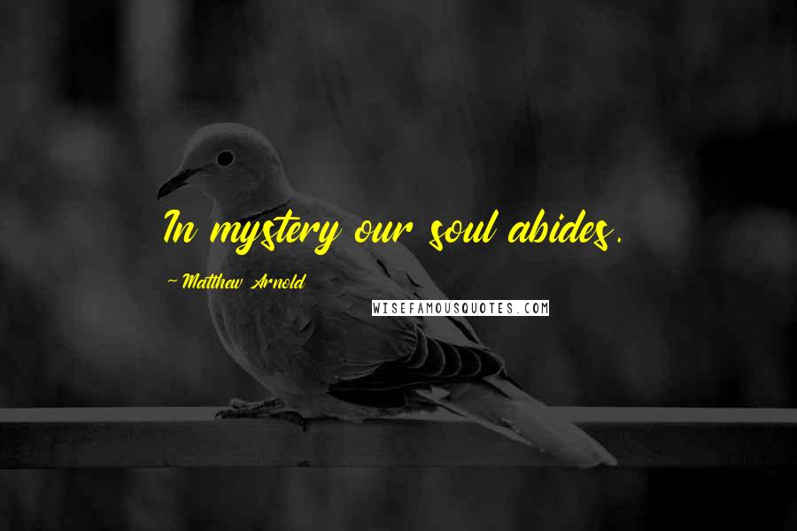 Matthew Arnold Quotes: In mystery our soul abides.