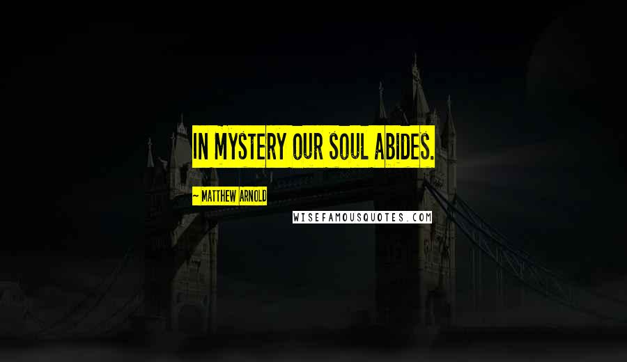 Matthew Arnold Quotes: In mystery our soul abides.