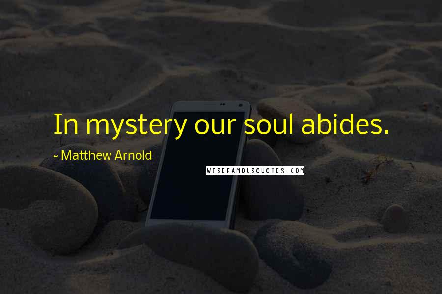 Matthew Arnold Quotes: In mystery our soul abides.