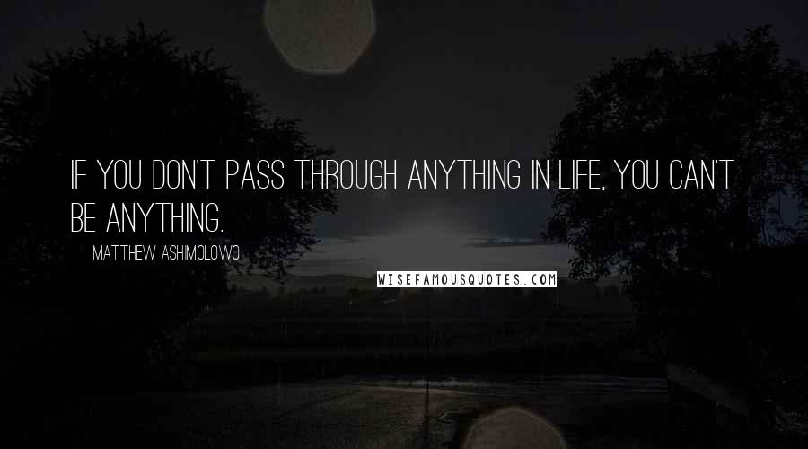 Matthew Ashimolowo Quotes: If you don't pass through anything in life, you can't be anything.