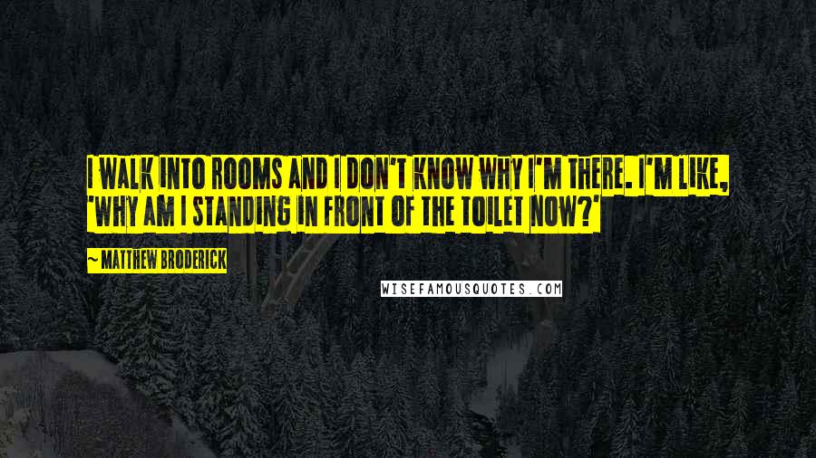 Matthew Broderick Quotes: I walk into rooms and I don't know why I'm there. I'm like, 'Why am I standing in front of the toilet now?'