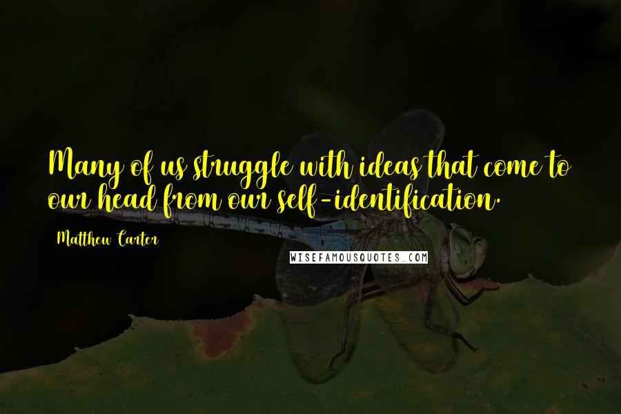 Matthew Carter Quotes: Many of us struggle with ideas that come to our head from our self-identification.