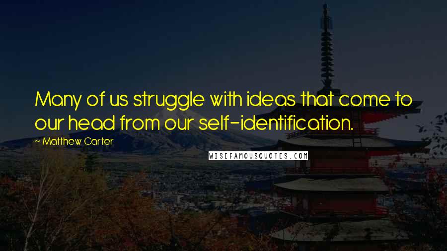 Matthew Carter Quotes: Many of us struggle with ideas that come to our head from our self-identification.