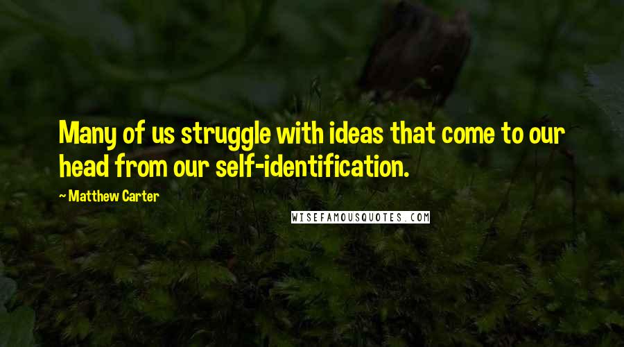 Matthew Carter Quotes: Many of us struggle with ideas that come to our head from our self-identification.