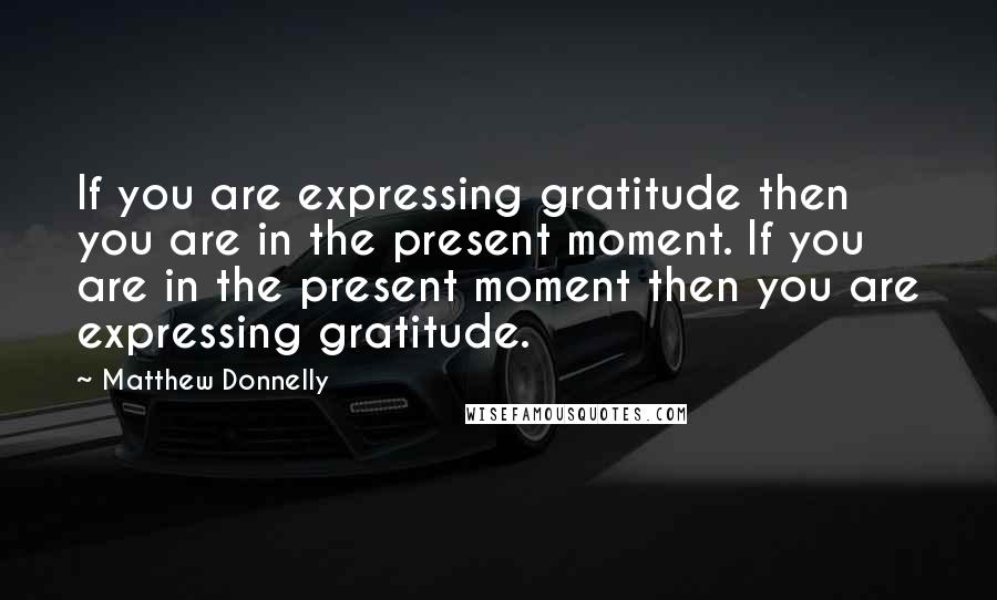 Matthew Donnelly Quotes: If you are expressing gratitude then you are in the present moment. If you are in the present moment then you are expressing gratitude.