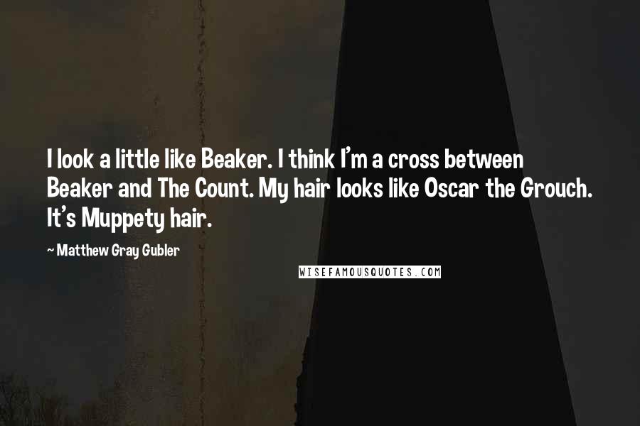 Matthew Gray Gubler Quotes: I look a little like Beaker. I think I'm a cross between Beaker and The Count. My hair looks like Oscar the Grouch. It's Muppety hair.