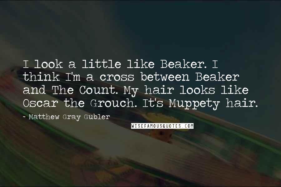 Matthew Gray Gubler Quotes: I look a little like Beaker. I think I'm a cross between Beaker and The Count. My hair looks like Oscar the Grouch. It's Muppety hair.