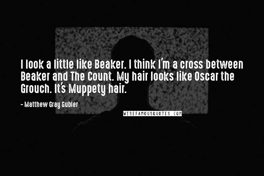 Matthew Gray Gubler Quotes: I look a little like Beaker. I think I'm a cross between Beaker and The Count. My hair looks like Oscar the Grouch. It's Muppety hair.