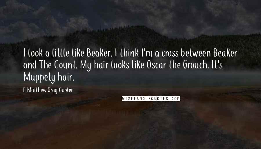 Matthew Gray Gubler Quotes: I look a little like Beaker. I think I'm a cross between Beaker and The Count. My hair looks like Oscar the Grouch. It's Muppety hair.