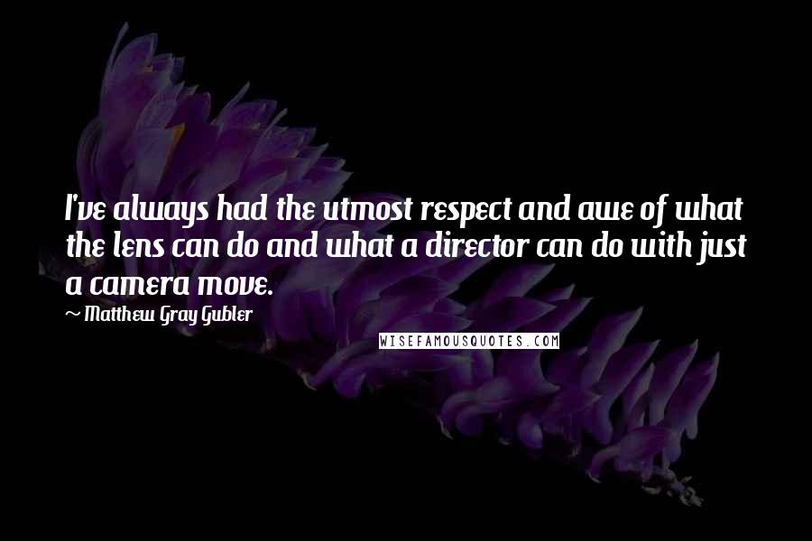 Matthew Gray Gubler Quotes: I've always had the utmost respect and awe of what the lens can do and what a director can do with just a camera move.