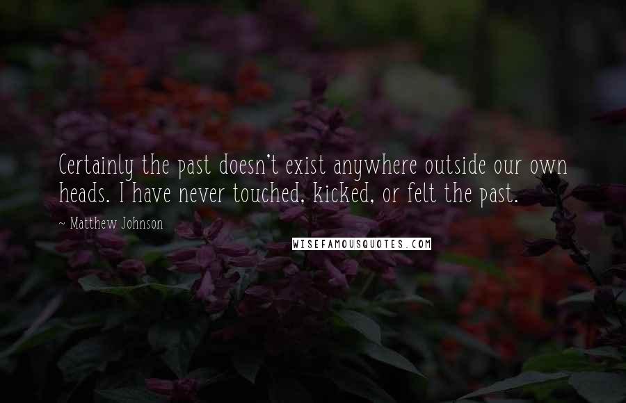 Matthew Johnson Quotes: Certainly the past doesn't exist anywhere outside our own heads. I have never touched, kicked, or felt the past.