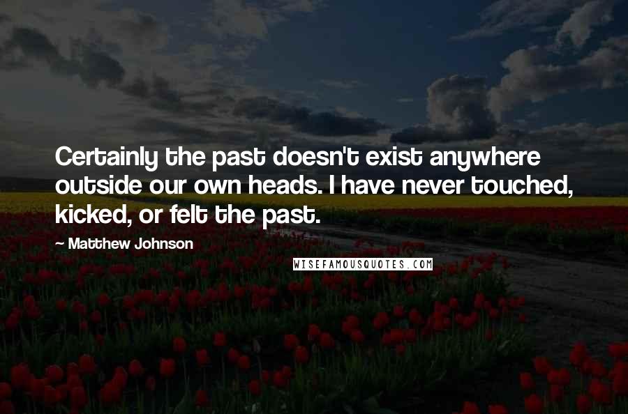 Matthew Johnson Quotes: Certainly the past doesn't exist anywhere outside our own heads. I have never touched, kicked, or felt the past.