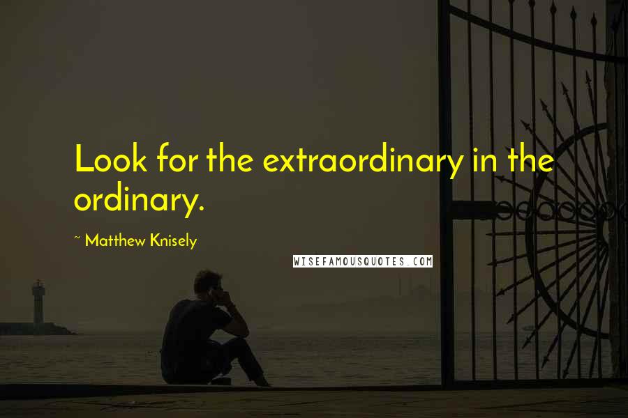 Matthew Knisely Quotes: Look for the extraordinary in the ordinary.