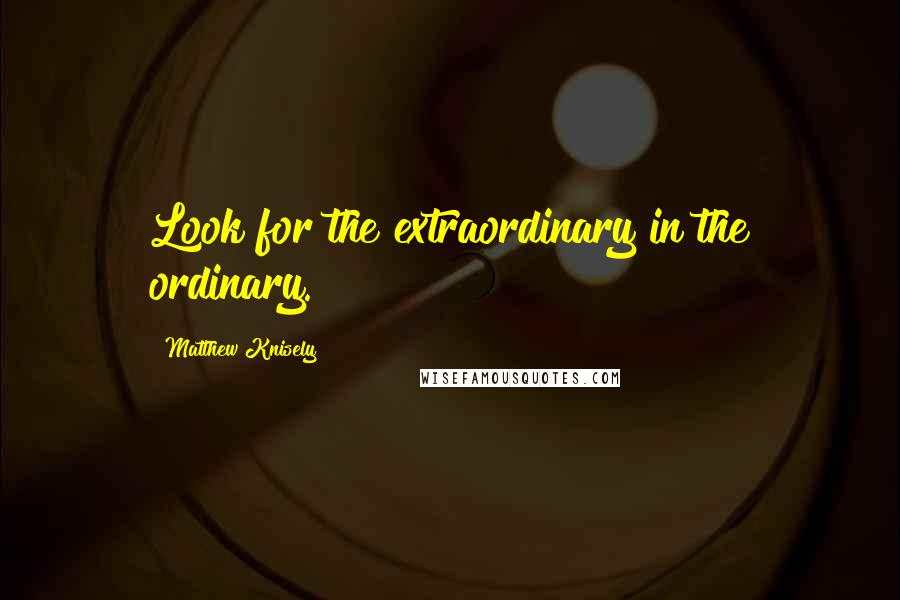 Matthew Knisely Quotes: Look for the extraordinary in the ordinary.