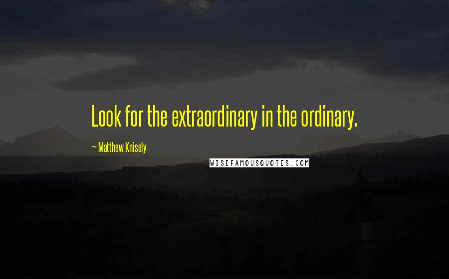 Matthew Knisely Quotes: Look for the extraordinary in the ordinary.