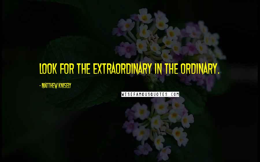 Matthew Knisely Quotes: Look for the extraordinary in the ordinary.