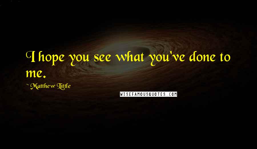 Matthew Little Quotes: I hope you see what you've done to me.