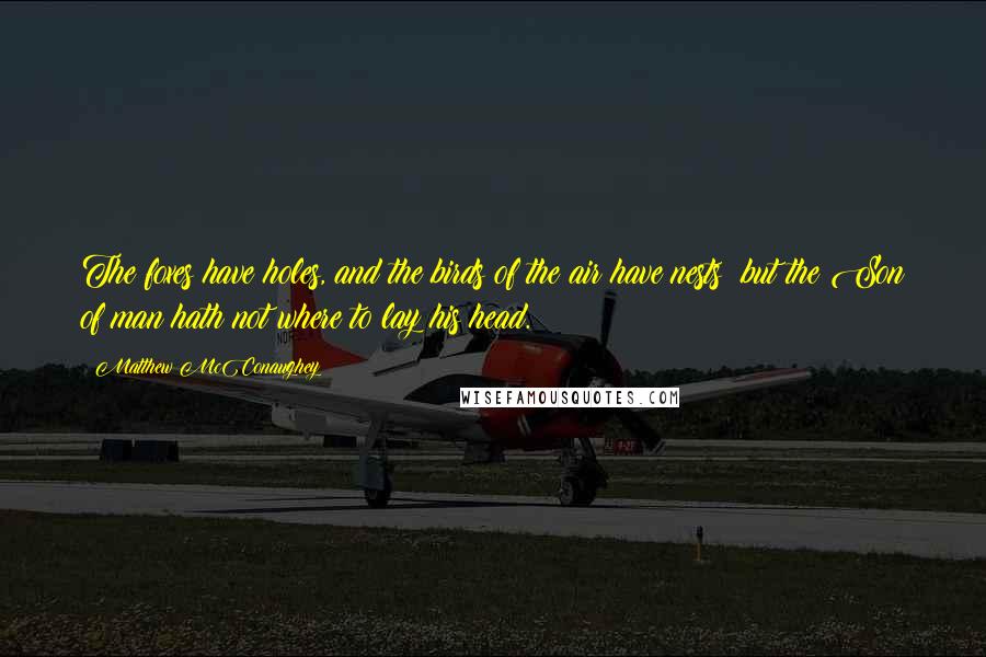 Matthew McConaughey Quotes: The foxes have holes, and the birds of the air have nests; but the Son of man hath not where to lay his head.