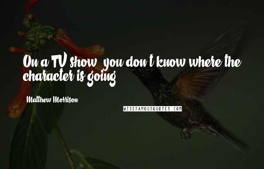 Matthew Morrison Quotes: On a TV show, you don't know where the character is going.