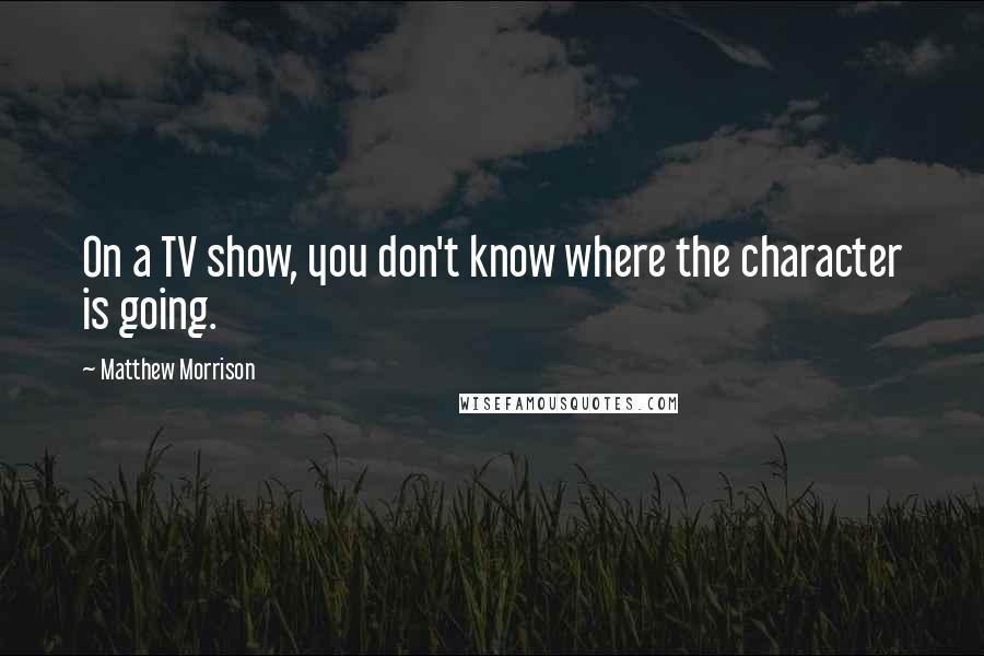 Matthew Morrison Quotes: On a TV show, you don't know where the character is going.
