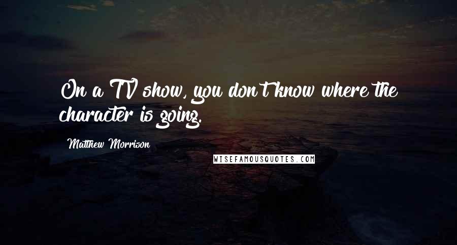 Matthew Morrison Quotes: On a TV show, you don't know where the character is going.