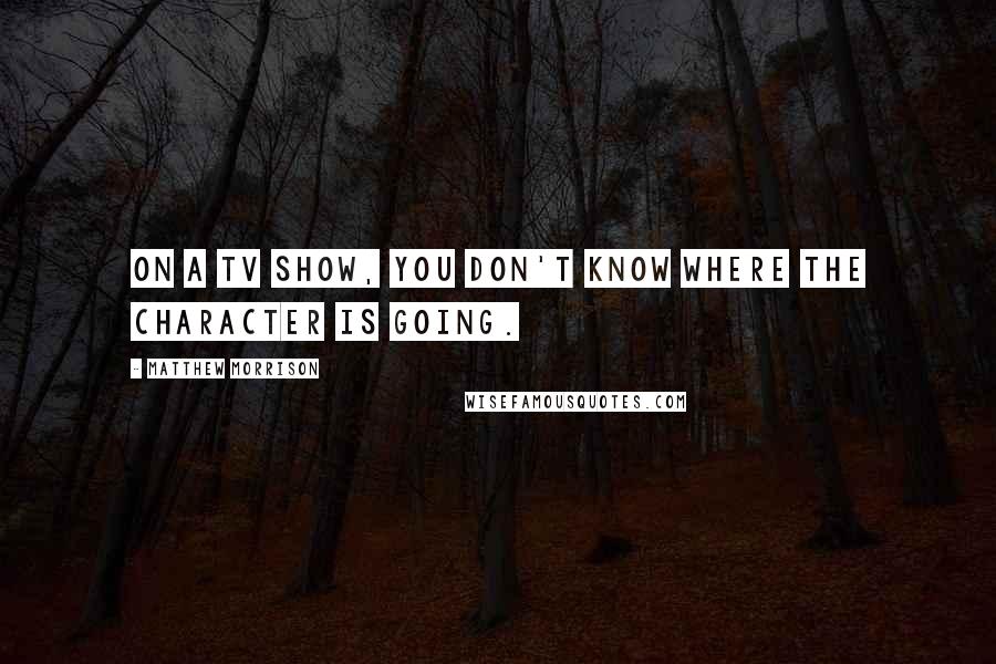 Matthew Morrison Quotes: On a TV show, you don't know where the character is going.