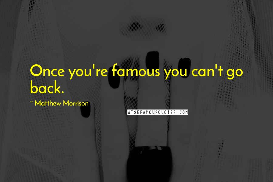 Matthew Morrison Quotes: Once you're famous you can't go back.