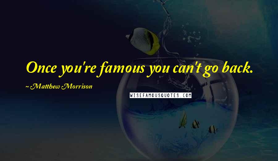 Matthew Morrison Quotes: Once you're famous you can't go back.