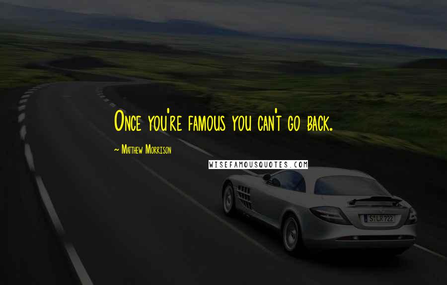 Matthew Morrison Quotes: Once you're famous you can't go back.