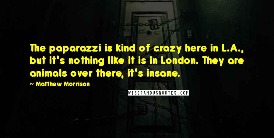 Matthew Morrison Quotes: The paparazzi is kind of crazy here in L.A., but it's nothing like it is in London. They are animals over there, it's insane.