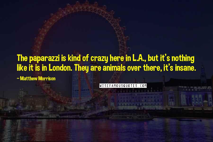 Matthew Morrison Quotes: The paparazzi is kind of crazy here in L.A., but it's nothing like it is in London. They are animals over there, it's insane.