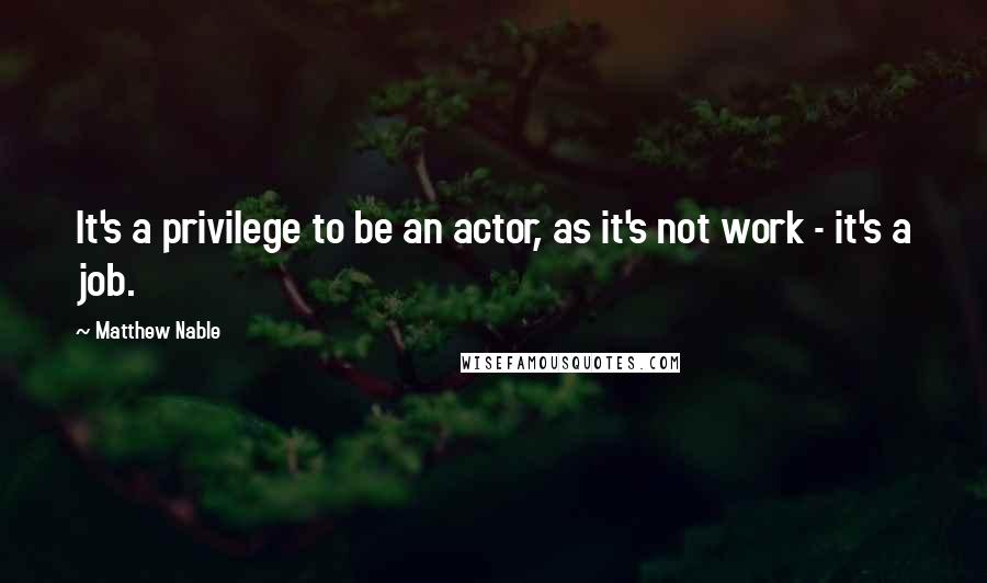 Matthew Nable Quotes: It's a privilege to be an actor, as it's not work - it's a job.