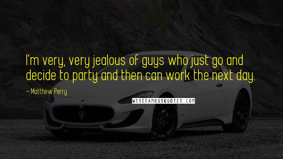 Matthew Perry Quotes: I'm very, very jealous of guys who just go and decide to party and then can work the next day.