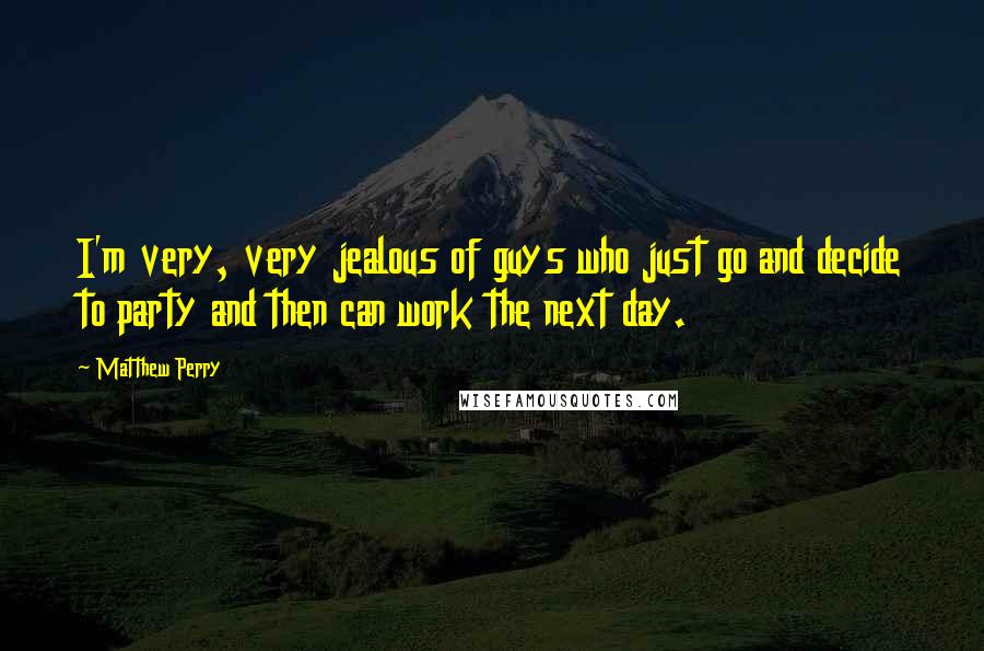 Matthew Perry Quotes: I'm very, very jealous of guys who just go and decide to party and then can work the next day.