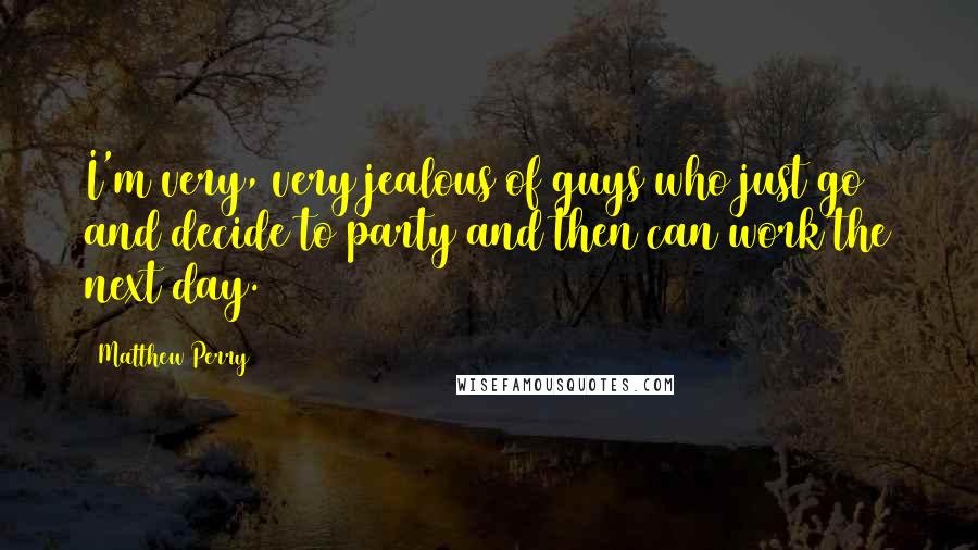 Matthew Perry Quotes: I'm very, very jealous of guys who just go and decide to party and then can work the next day.