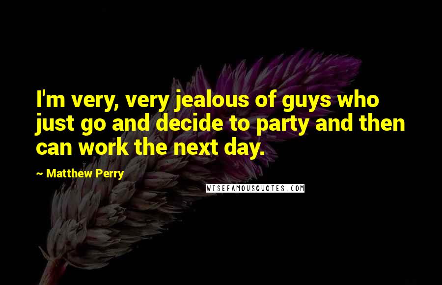 Matthew Perry Quotes: I'm very, very jealous of guys who just go and decide to party and then can work the next day.