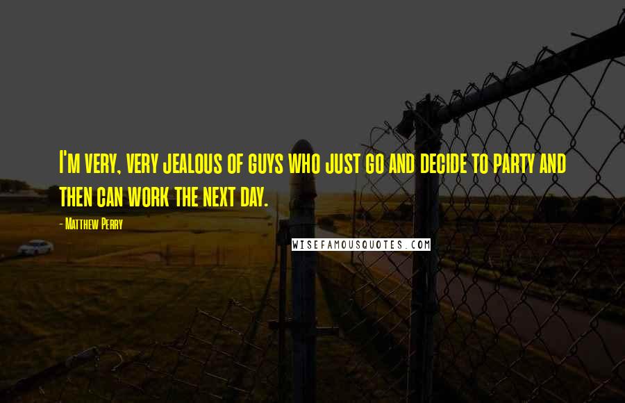 Matthew Perry Quotes: I'm very, very jealous of guys who just go and decide to party and then can work the next day.